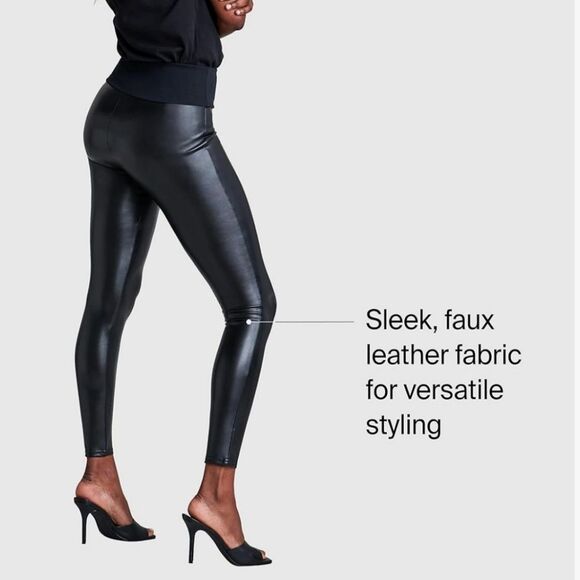 Assets By Spanx Faux Leather Shaping Leggings- Very Black - Picture 7 of 10